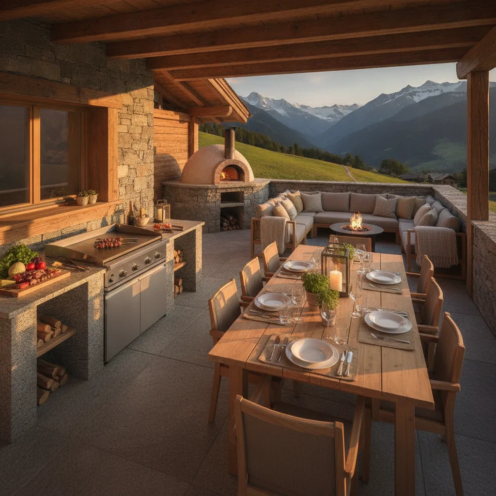 aménagement terrasse cuisson extérieure Valais