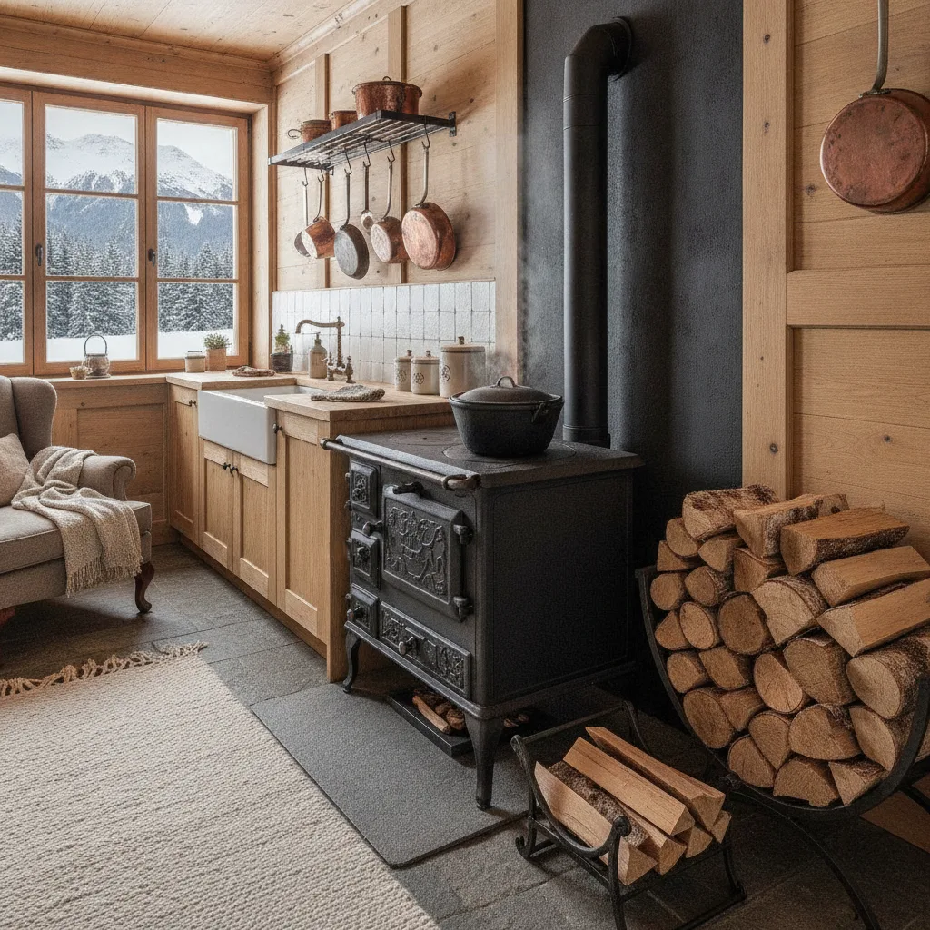 cuisinière à bois chalet montagne