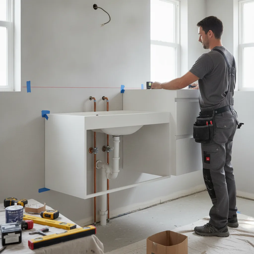 meuble salle de bain suspendu ou posé